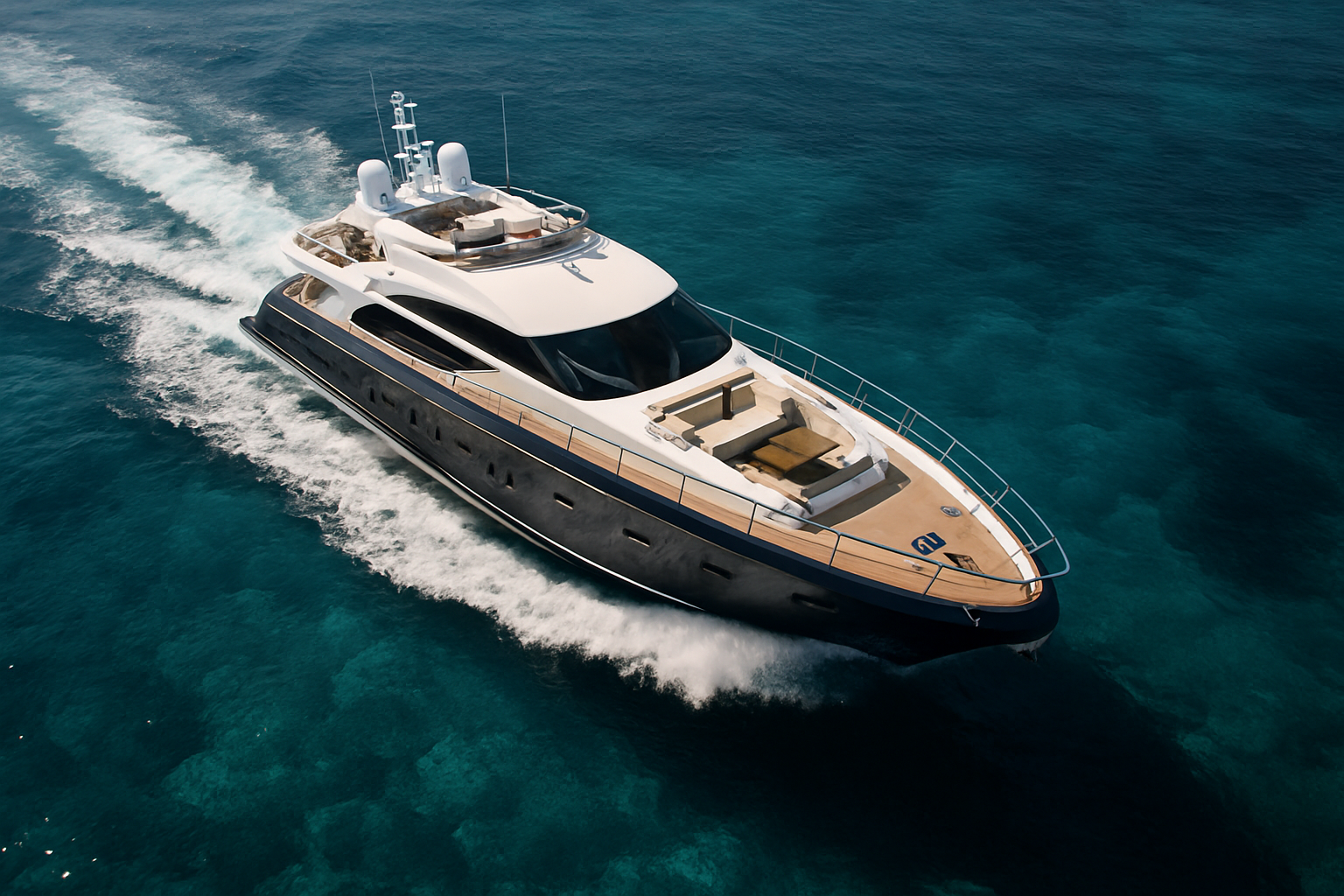 Luxury motor yacht navigating clear Adriatic waters