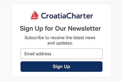Newsletter sign-up for CroatiaCharter Newsletter sign-up for CroatiaCharter